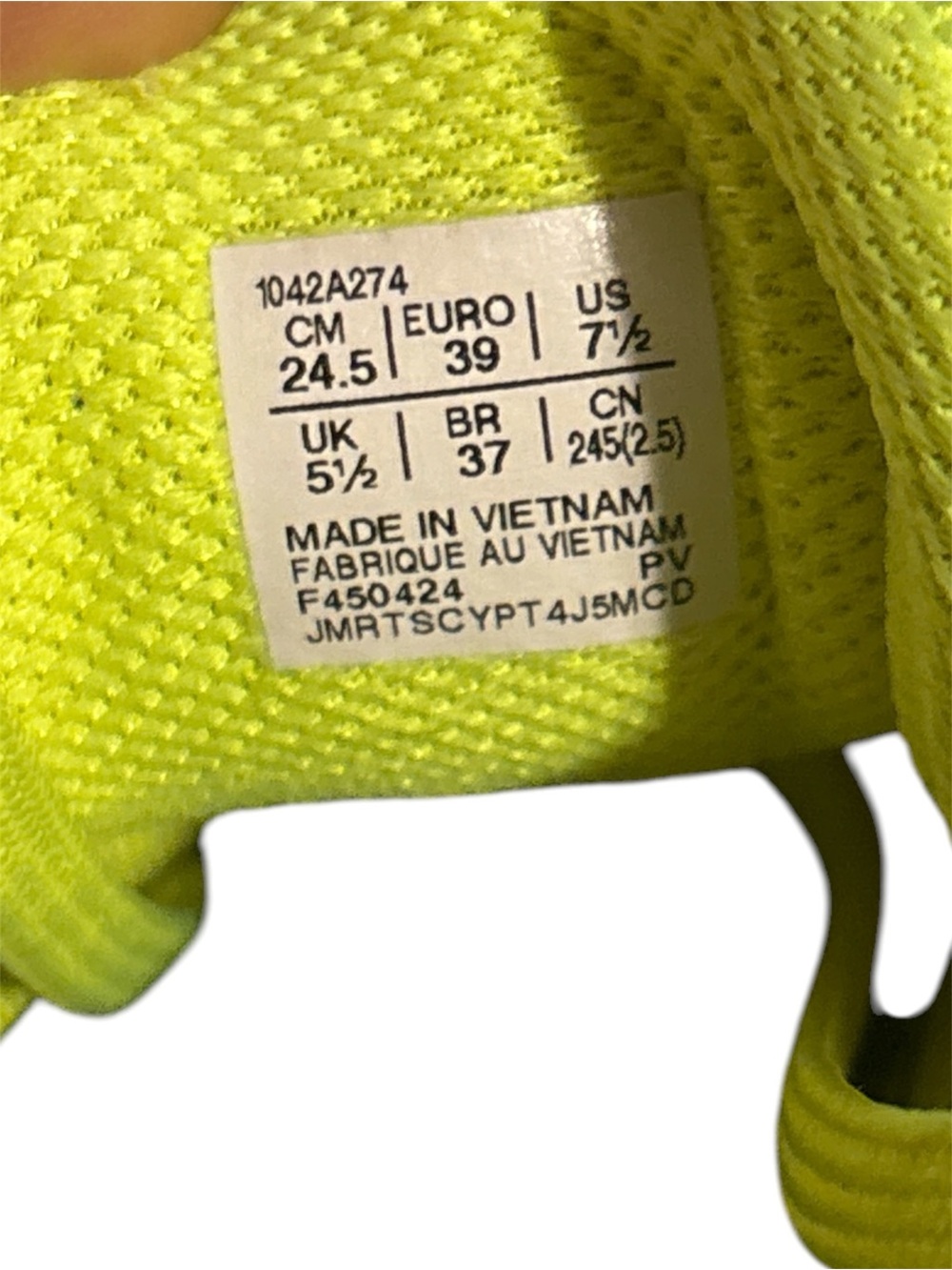 Asics Neon Yellow Athletic Running Shoes with Black Logo - Picture 7 of 7